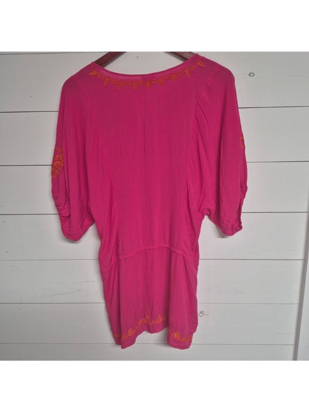 Ivu Jane Women's Pink Boho Embroidered Tunic Top - Picture 8 of 9